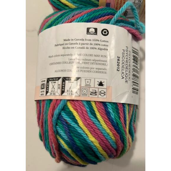 Lot of 2 Peaches n Cream Yarn 2oz/95y Each Cotton Color PSYCHEDELIC Multicolor - Picture 6 of 7